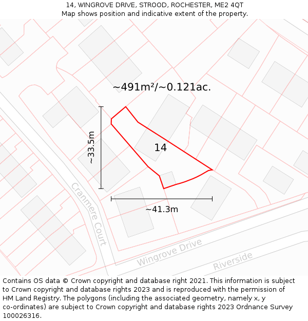 14, WINGROVE DRIVE, STROOD, ROCHESTER, ME2 4QT: Plot and title map