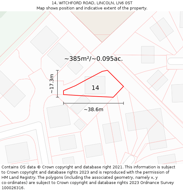 14, WITCHFORD ROAD, LINCOLN, LN6 0ST: Plot and title map