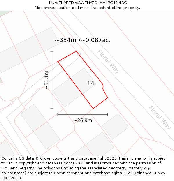 14, WITHYBED WAY, THATCHAM, RG18 4DG: Plot and title map