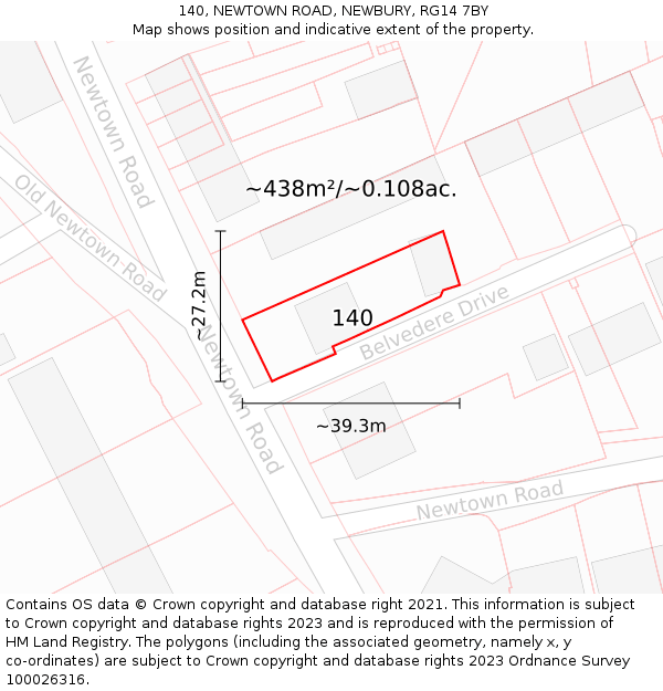 140, NEWTOWN ROAD, NEWBURY, RG14 7BY: Plot and title map