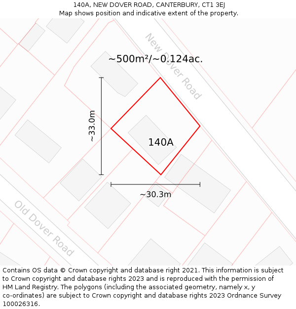 140A, NEW DOVER ROAD, CANTERBURY, CT1 3EJ: Plot and title map