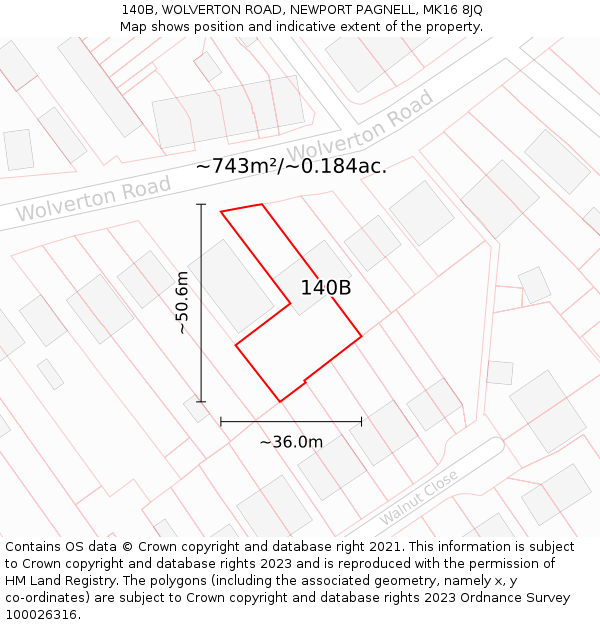 140B, WOLVERTON ROAD, NEWPORT PAGNELL, MK16 8JQ: Plot and title map