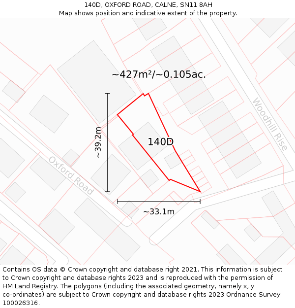 140D, OXFORD ROAD, CALNE, SN11 8AH: Plot and title map