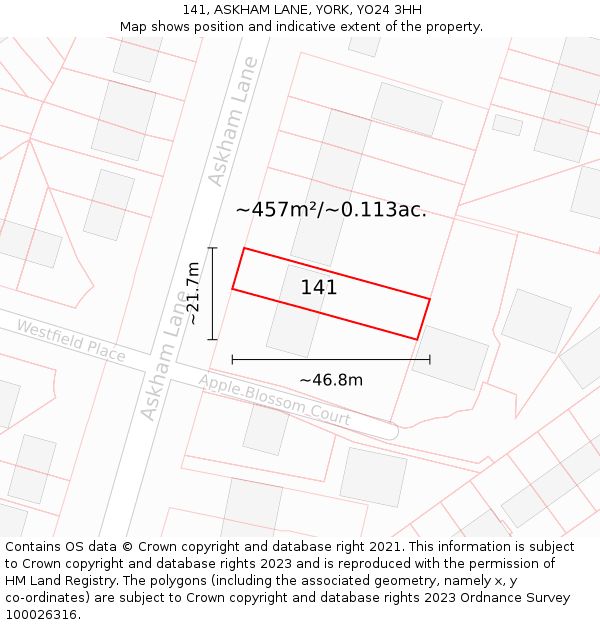 141, ASKHAM LANE, YORK, YO24 3HH: Plot and title map