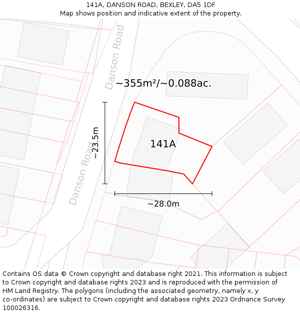 141A, DANSON ROAD, BEXLEY, DA5 1DF: Plot and title map