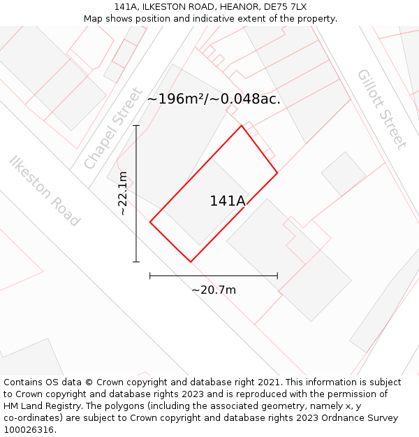 141A, ILKESTON ROAD, HEANOR, DE75 7LX: Plot and title map