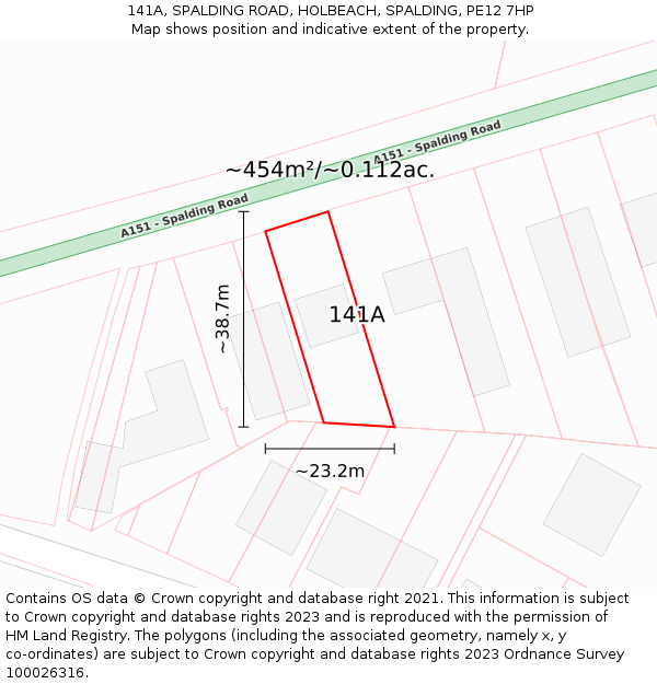 141A, SPALDING ROAD, HOLBEACH, SPALDING, PE12 7HP: Plot and title map