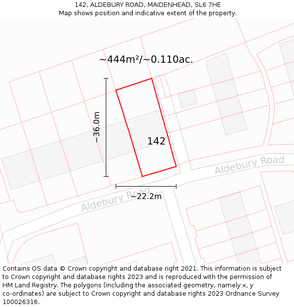 142, ALDEBURY ROAD, MAIDENHEAD, SL6 7HE: Plot and title map