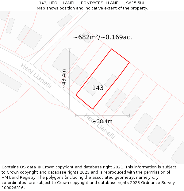 143, HEOL LLANELLI, PONTYATES, LLANELLI, SA15 5UH: Plot and title map