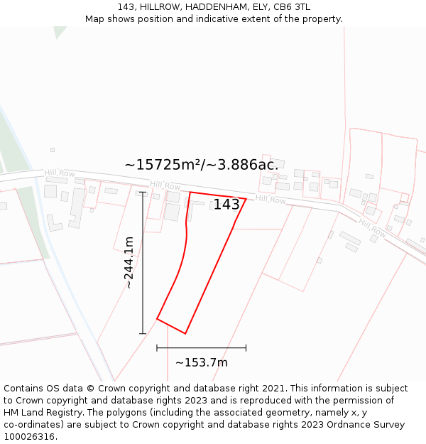 143, HILLROW, HADDENHAM, ELY, CB6 3TL: Plot and title map