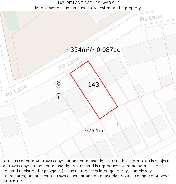 143, PIT LANE, WIDNES, WA8 9HR: Plot and title map