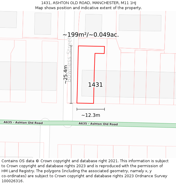 1431, ASHTON OLD ROAD, MANCHESTER, M11 1HJ: Plot and title map