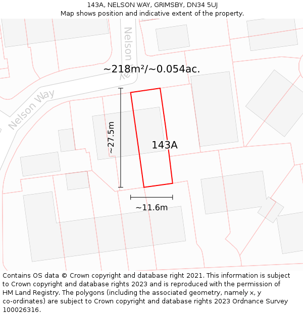 143A, NELSON WAY, GRIMSBY, DN34 5UJ: Plot and title map