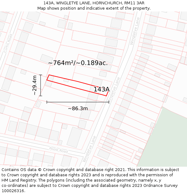 143A, WINGLETYE LANE, HORNCHURCH, RM11 3AR: Plot and title map