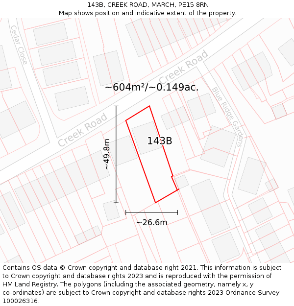 143B, CREEK ROAD, MARCH, PE15 8RN: Plot and title map