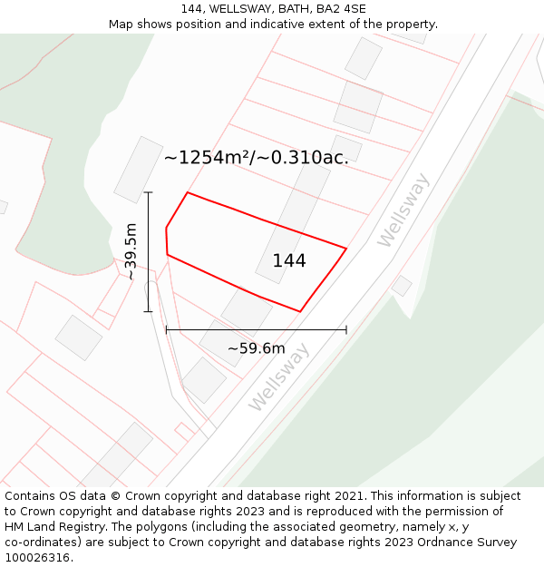 144, WELLSWAY, BATH, BA2 4SE: Plot and title map