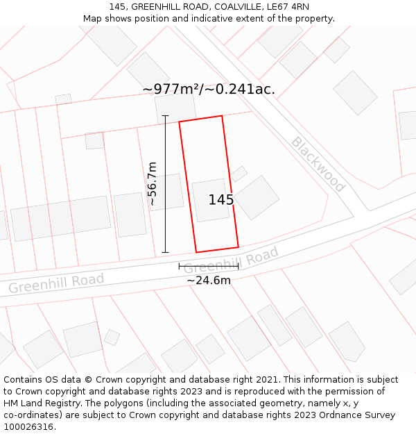 145, GREENHILL ROAD, COALVILLE, LE67 4RN: Plot and title map