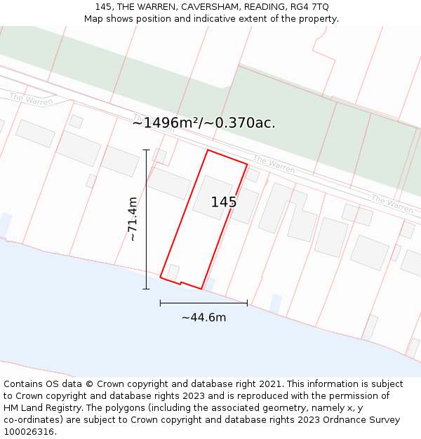 145, THE WARREN, CAVERSHAM, READING, RG4 7TQ: Plot and title map