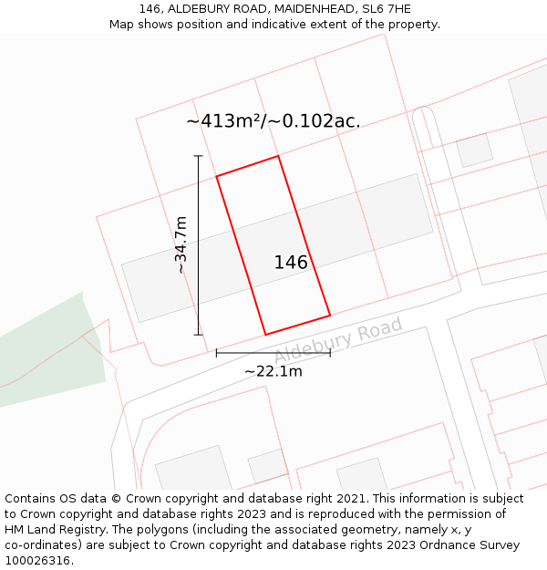 146, ALDEBURY ROAD, MAIDENHEAD, SL6 7HE: Plot and title map