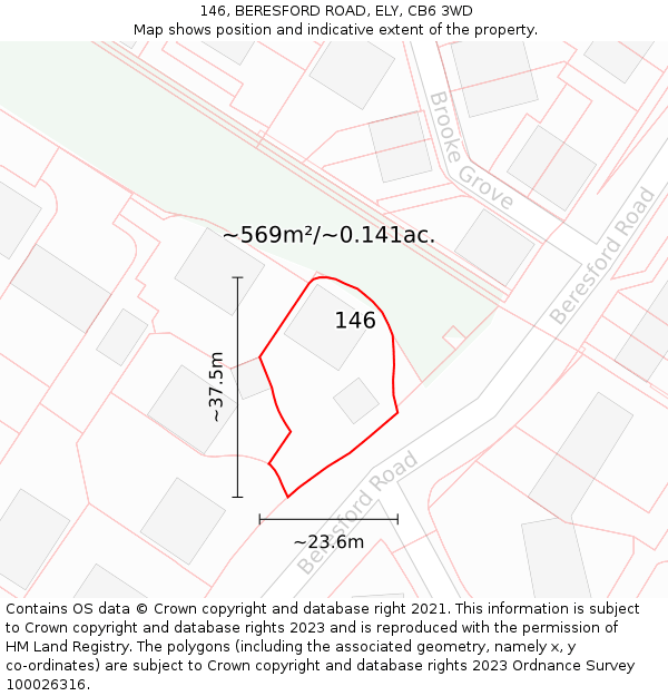 146, BERESFORD ROAD, ELY, CB6 3WD: Plot and title map