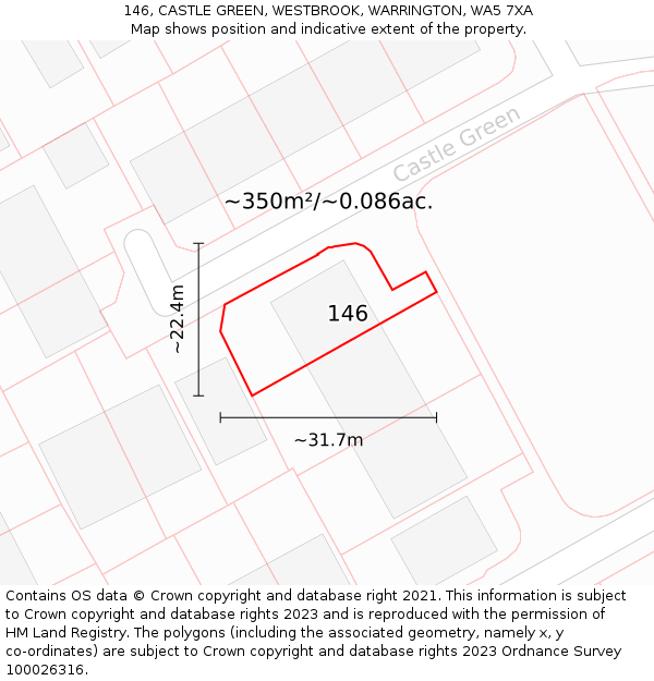 146, CASTLE GREEN, WESTBROOK, WARRINGTON, WA5 7XA: Plot and title map