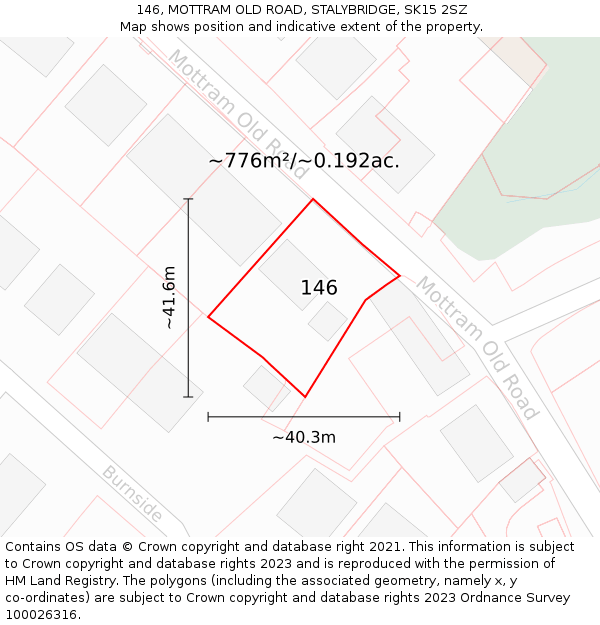 146, MOTTRAM OLD ROAD, STALYBRIDGE, SK15 2SZ: Plot and title map