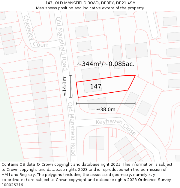 147, OLD MANSFIELD ROAD, DERBY, DE21 4SA: Plot and title map