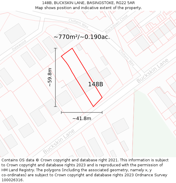 148B, BUCKSKIN LANE, BASINGSTOKE, RG22 5AR: Plot and title map