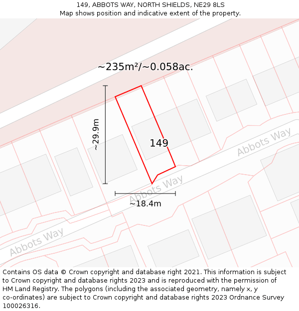 149, ABBOTS WAY, NORTH SHIELDS, NE29 8LS: Plot and title map