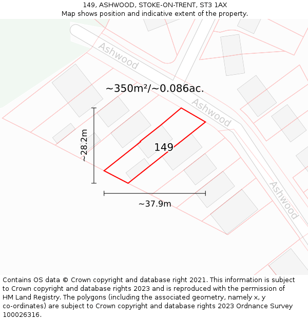 149, ASHWOOD, STOKE-ON-TRENT, ST3 1AX: Plot and title map