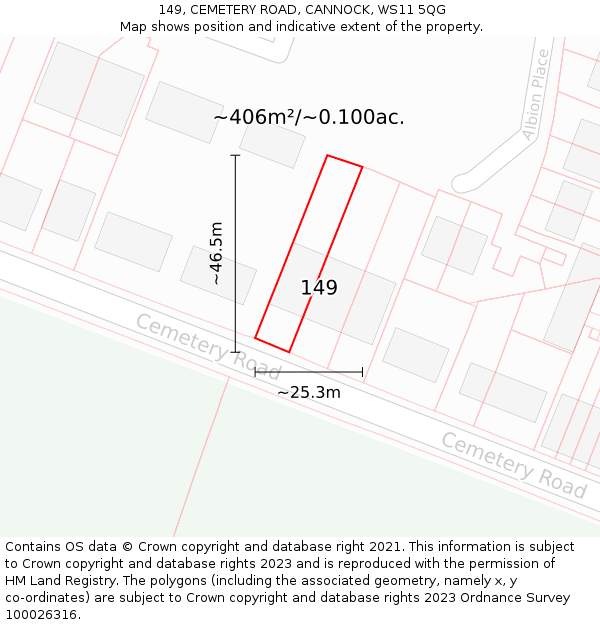 149, CEMETERY ROAD, CANNOCK, WS11 5QG: Plot and title map