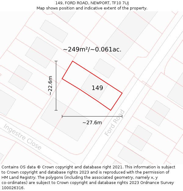 149, FORD ROAD, NEWPORT, TF10 7UJ: Plot and title map