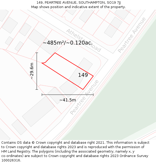 149, PEARTREE AVENUE, SOUTHAMPTON, SO19 7JJ: Plot and title map