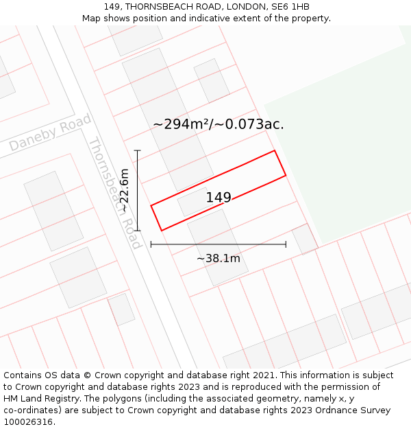 149, THORNSBEACH ROAD, LONDON, SE6 1HB: Plot and title map