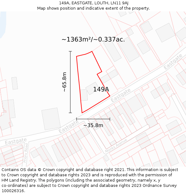 149A, EASTGATE, LOUTH, LN11 9AJ: Plot and title map