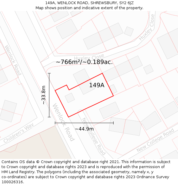 149A, WENLOCK ROAD, SHREWSBURY, SY2 6JZ: Plot and title map