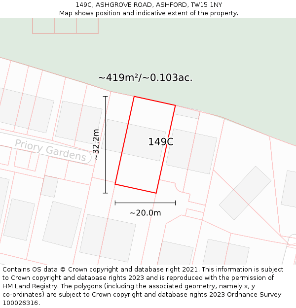 149C, ASHGROVE ROAD, ASHFORD, TW15 1NY: Plot and title map