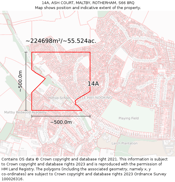 14A, ASH COURT, MALTBY, ROTHERHAM, S66 8RQ: Plot and title map