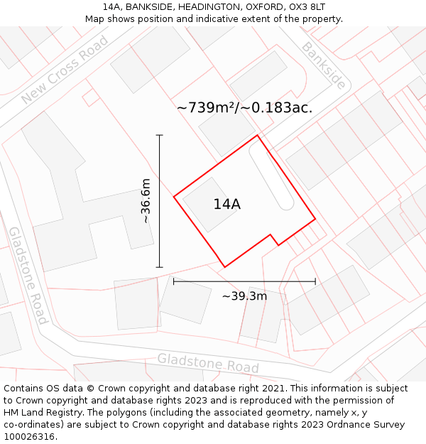 14A, BANKSIDE, HEADINGTON, OXFORD, OX3 8LT: Plot and title map