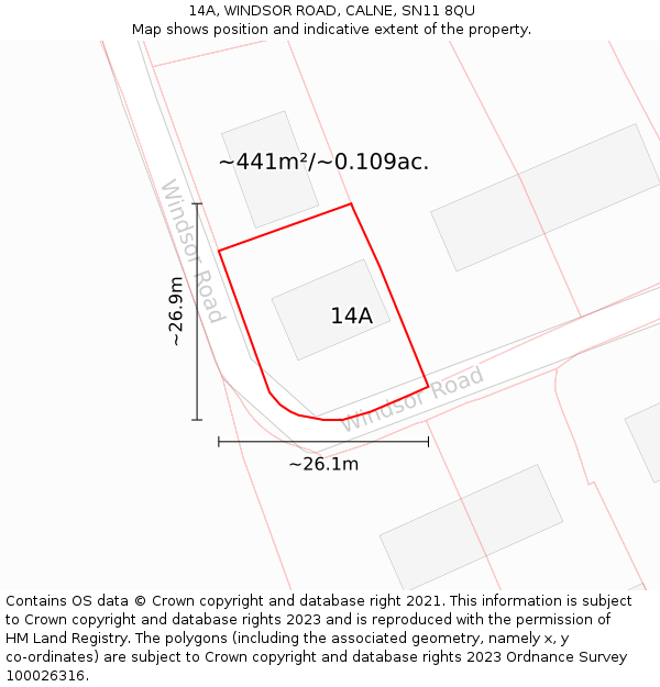 14A, WINDSOR ROAD, CALNE, SN11 8QU: Plot and title map