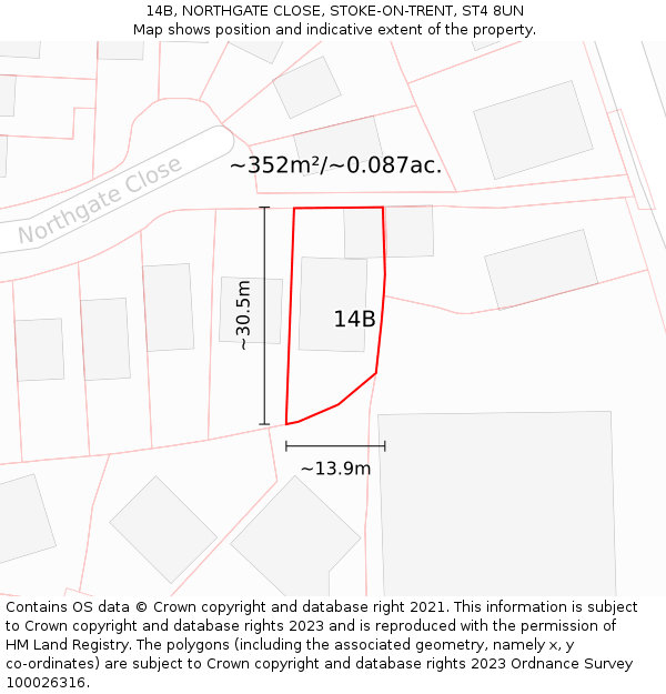 14B, NORTHGATE CLOSE, STOKE-ON-TRENT, ST4 8UN: Plot and title map