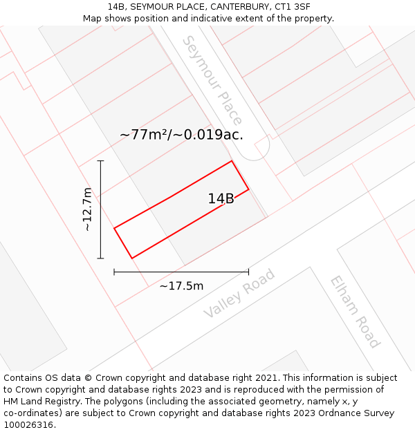 14B, SEYMOUR PLACE, CANTERBURY, CT1 3SF: Plot and title map