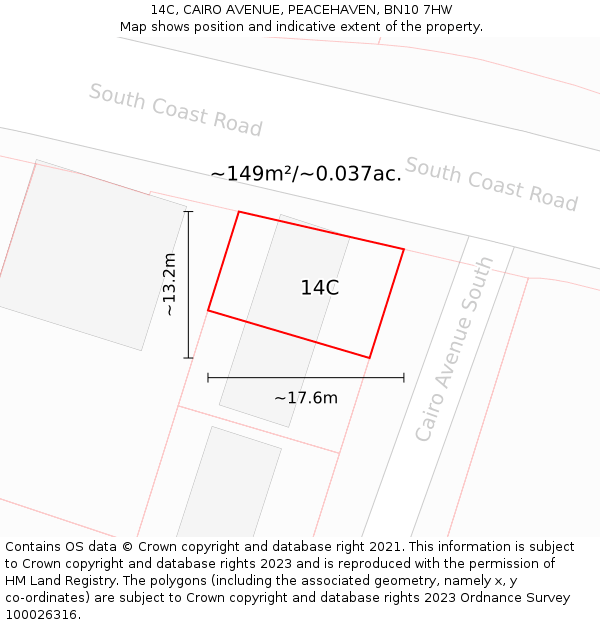 14C, CAIRO AVENUE, PEACEHAVEN, BN10 7HW: Plot and title map