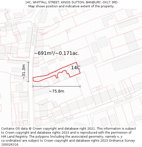 14C, WHITTALL STREET, KINGS SUTTON, BANBURY, OX17 3RD: Plot and title map