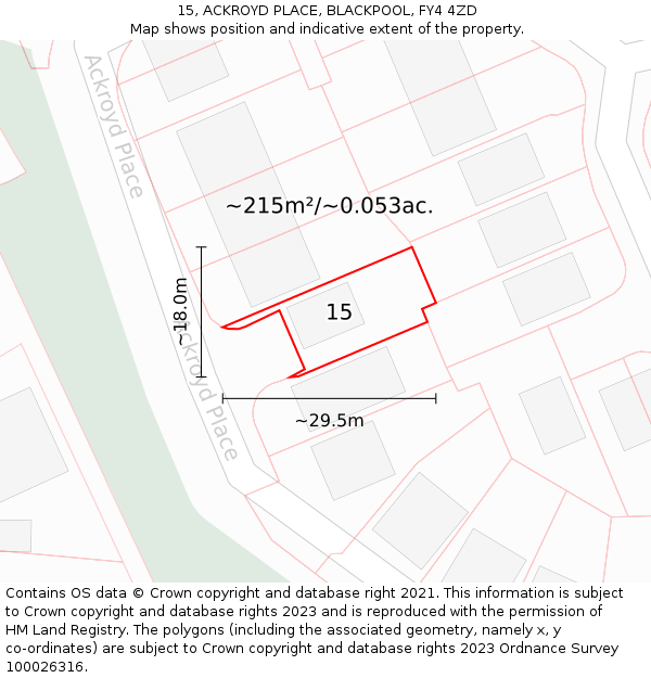 15, ACKROYD PLACE, BLACKPOOL, FY4 4ZD: Plot and title map