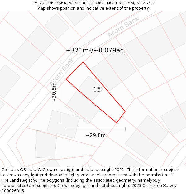 15, ACORN BANK, WEST BRIDGFORD, NOTTINGHAM, NG2 7SH: Plot and title map