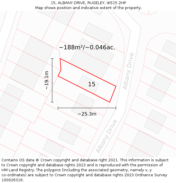 15, ALBANY DRIVE, RUGELEY, WS15 2HP: Plot and title map