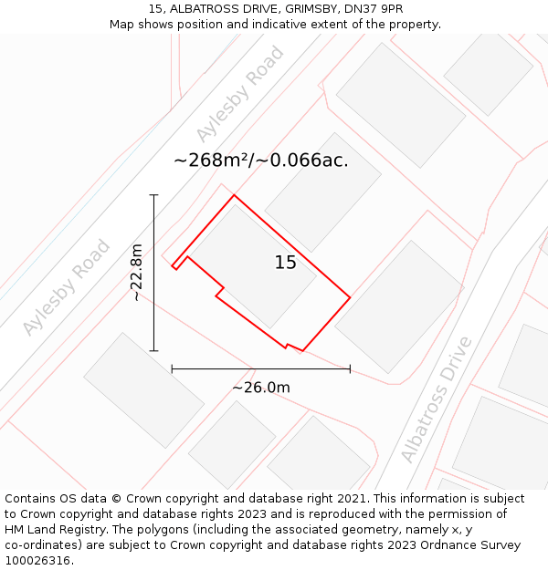 15, ALBATROSS DRIVE, GRIMSBY, DN37 9PR: Plot and title map