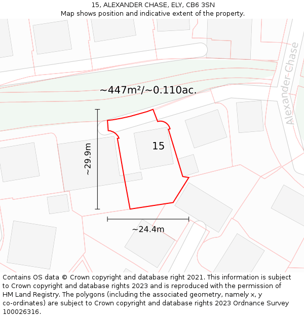 15, ALEXANDER CHASE, ELY, CB6 3SN: Plot and title map