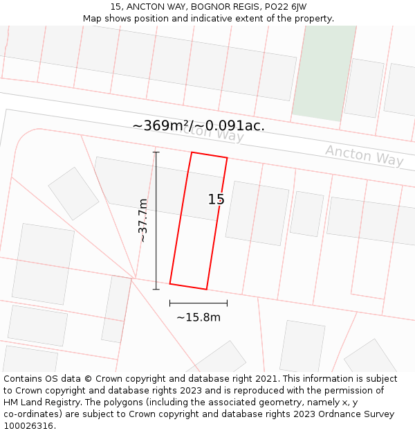 15, ANCTON WAY, BOGNOR REGIS, PO22 6JW: Plot and title map
